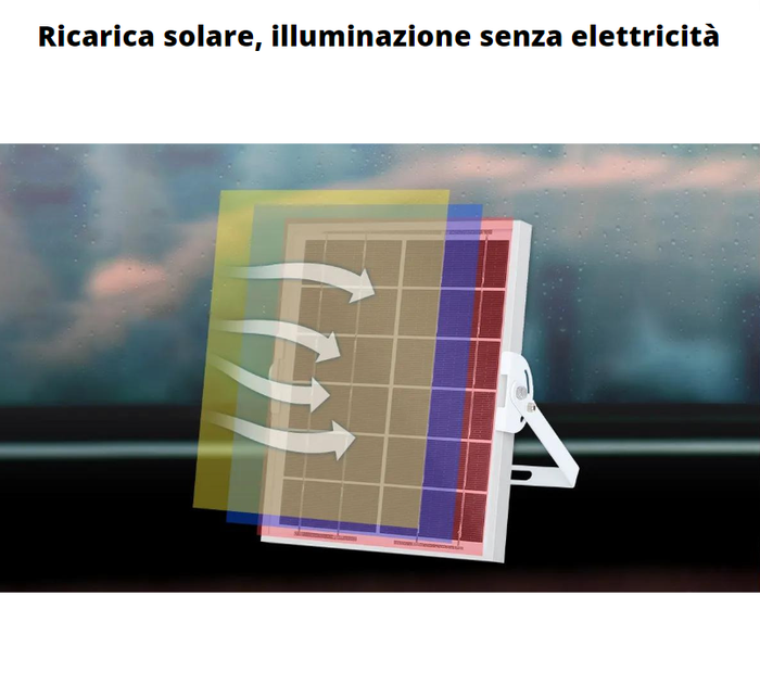 Proiettore led solare 200 watt grigio monocristallino ip65 6500k