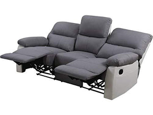 Habitat et Jardin Divano Relax 3 Posti Bianco Grigio Chiaro Reclinabile 197cm