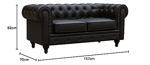 Habitat et Jardin Divano Chesterfield 2 Posti 157 cm Marrone Tessuto