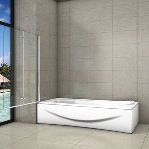 Parete Da Vasca Bagno Sopravasca Due Ante Movibili Pieghevoli Vetro 6 mm Temperato Anticalcare 100x140 cm