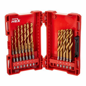 Set 19 Pz Punte Metallo MILWALKEE Shockwave HSS-G TiN Red Hex 