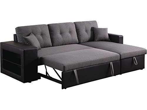 Habitat et Jardin Divano Angolare Trasformabile Reversibile 3 Posti Nero Grigio