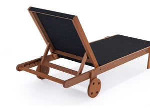 Lettino da sole Habitat et Jardin Saigon Maple legno Shorea nero regolabile con rotelle