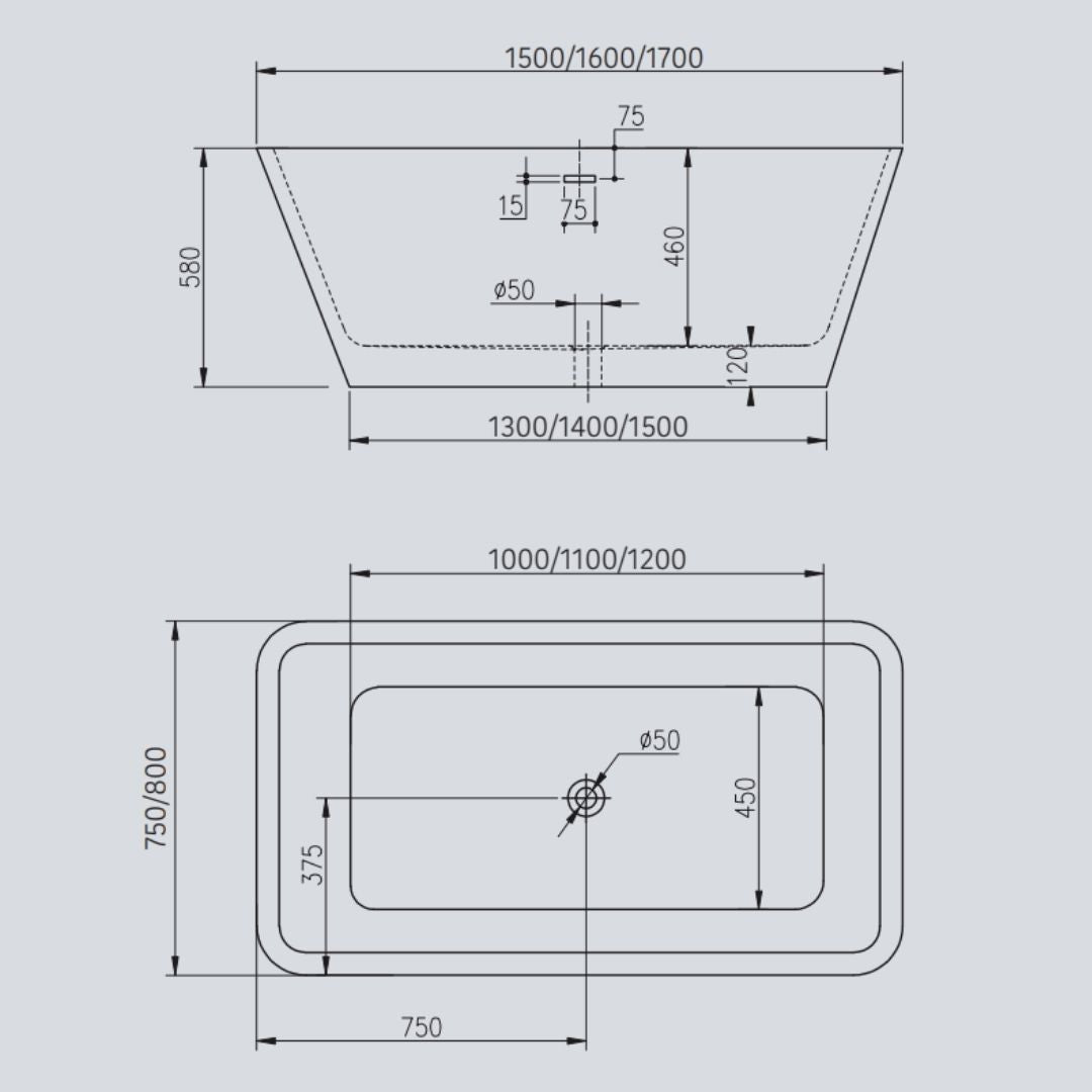 Vasca da bagno free standing 003 acrilico bianco lucido rettangolare *** misure 170x80x58 cm, confezione 1