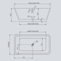 Vasca da bagno free standing 003 acrilico bianco lucido rettangolare *** misure 170x80x58 cm, confezione 1