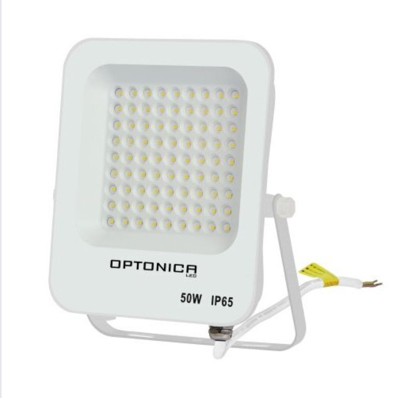 Proiettore led 50 watt slim metallo bianco ip65 equivalente 250 watt temperatura colore lampada 4500k bianco naturale