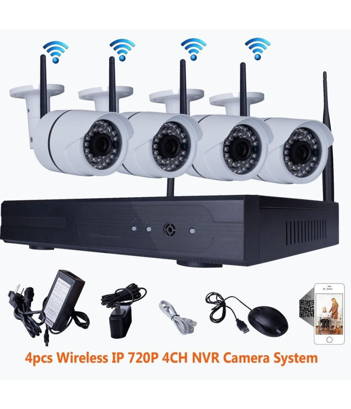 4ch Canali Wifi Dvr Nvr Kit Wifi Ip Camera Segnale 300 Metri Con 4 Telecamere         