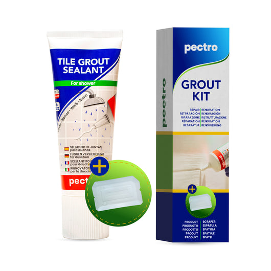 Kit Mastic blanc + Spatule d'applicat pour joint salle de bain blanc anti moisissure 400g - Scellant de joint carrelage