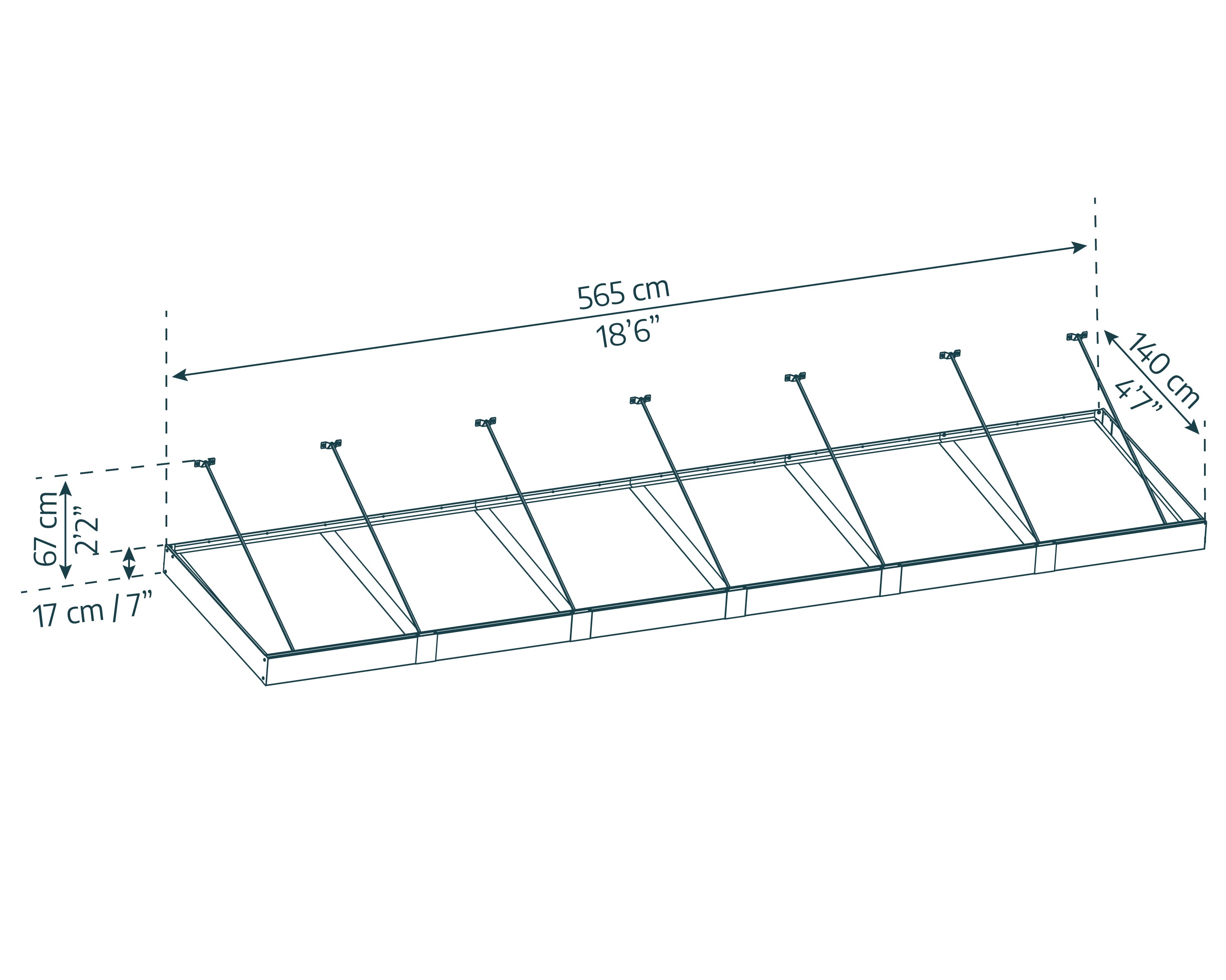 Pensilina Da Esterno Sophia XL 565X140X67 cm  Trasparente