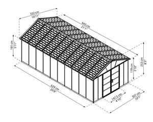 Casetta Da Giardino in Policarbonato Yukon 643X332X252 cm Grigio