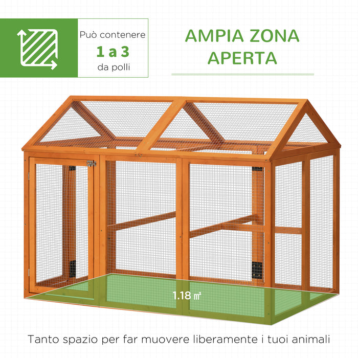 Pollaio Gabbia per Galline 140x88,5x106 cm in Legno con Rete Metallica Arancione