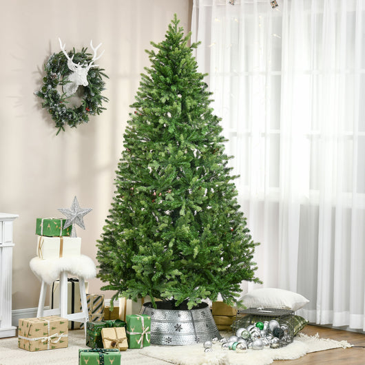 Albero di Natale Artificiale H228 cm 2056 Rami Decorato con Base in Metallo Verde