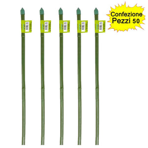 Tutori in bamboo plastificato verde per piante 50 pezzi 12-14 mm x altezza 150 cm