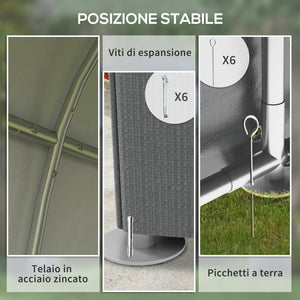 Capanno Box per Attrezzi da Giardino 120x179x165 cm Tenda in PE anti UV e Metallo Grigio scuro