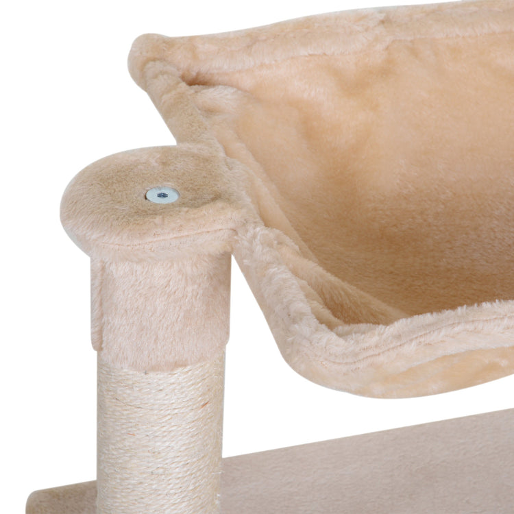 Torre Tiragraffi per Gatti 50x36x70 cm in Legno e Peluche Beige