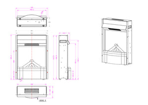 Camino Elettrico da Incasso 62,4x44,8x16,5 cm Effetto Fiamma 1600W Corsica