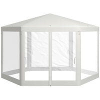 Gazebo da Giardino Esagonale con Doppio Ingresso 3.94x3.94x2.5 m in Metallo e Poliestere Crema