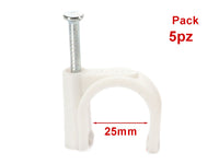 5 Pezzi Fermacavo con Chiodo 25mm Clip per Cavi Fissacavi A Muro