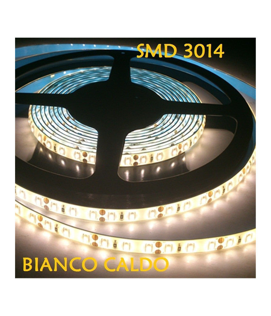 5 Metri Strip Striscia 300 Led 3014 Smd Per Esterno Ip65 12 V Dc Caldo Freddo  -bianco Caldo      -