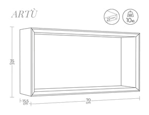 Mensola Cubo da Parete 70x35x15,5 cm in Fibra di Legno Artà¹ Rovere Sagerau