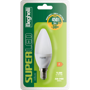 BEGHELLI LED 56887BL  OLIVA E14 5W  FREDDA 6500K  PZ 5 