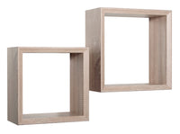 Set 2 Mensole Cubo da Parete Quadrato in Fibra di Legno Ginevra Rovere Sagerau