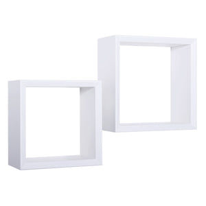 Set di 2 Mensole da Muro Modello GINEVRA, Cubi Arredo, Mensole Cubo, Cubi da Parete, Cubi Portaoggetti. Misure 35x35 p15.5 cm, e 30x30 p15.5 cm. Finitura  BIANCO - MADE IN ITALY