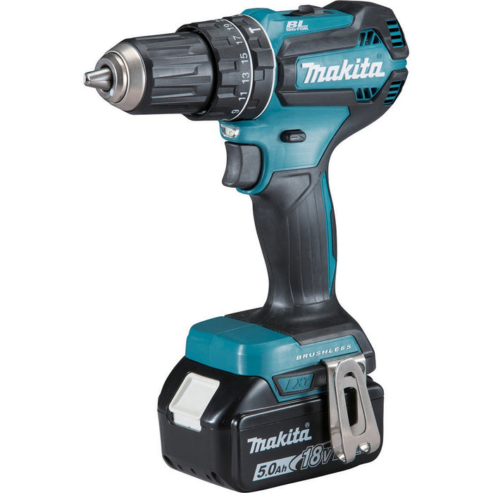 Makita Trapano Brushless Con 2 Batterie 18Vp-Li5Ah Dhp485Rtj