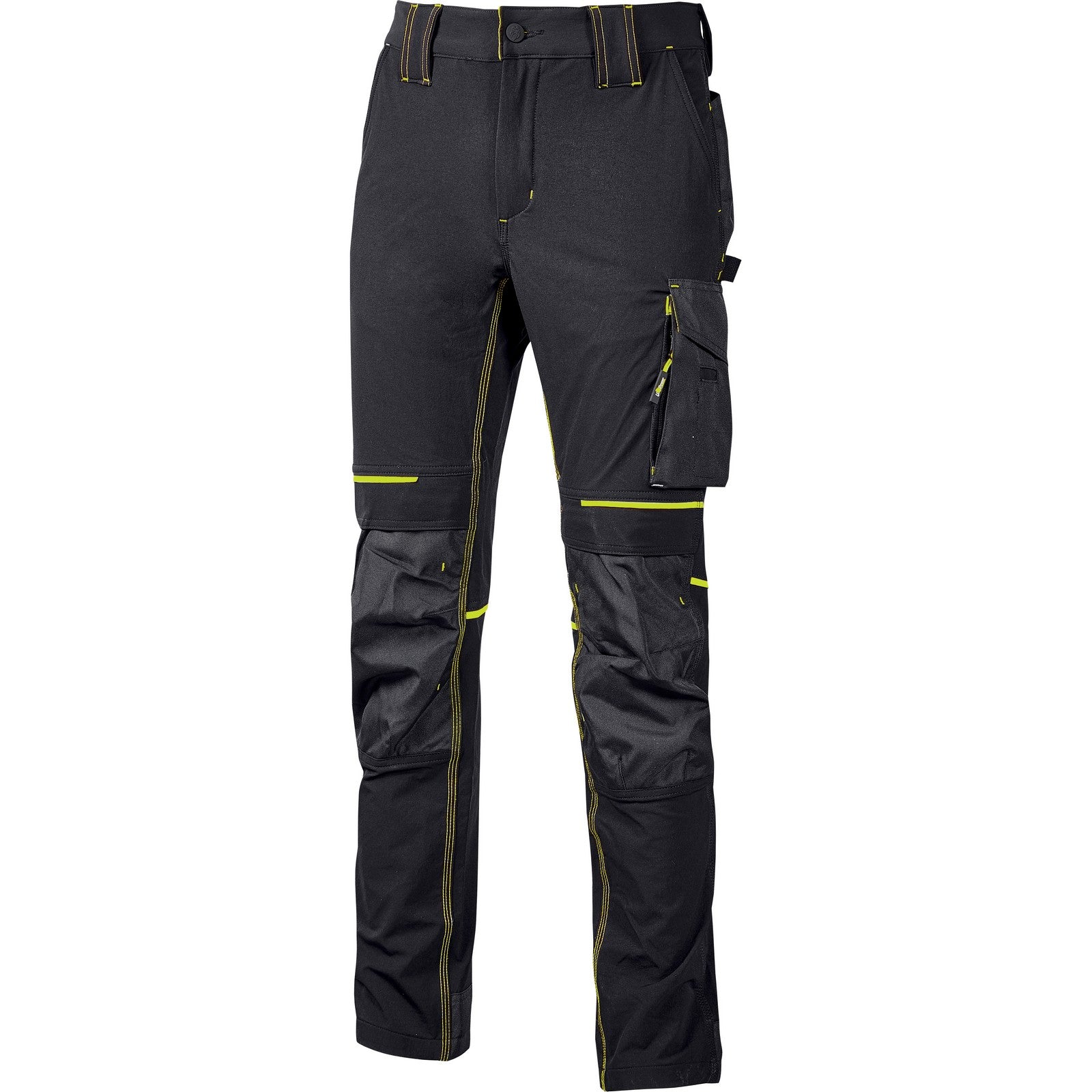 U-Power Pantalone Atom Slim Fit Nero-Giallo  tagliaL