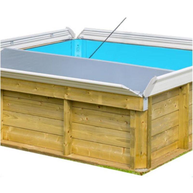 Piscina In Legno Quadrata  2,26 X 2,26 X H0,63 M Con Filtro A Cartuccia E Copertura Invernale