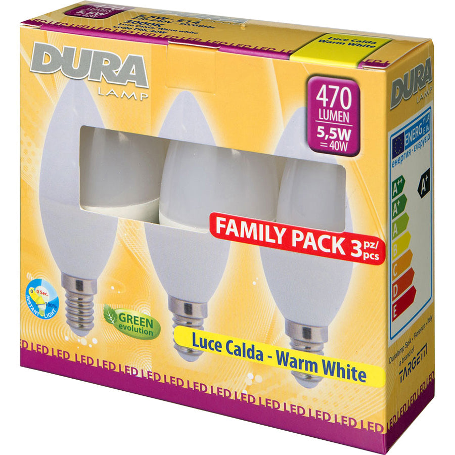 LED SET 3 OLIVA W5,5E14 LUMEN470-3000K CALDA  (10 pz)