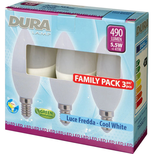 10pz led set 3 oliva w5,5e14 lumen480-6500k fredda 500991