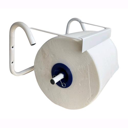 Dispenser Portarotolo da Parete industriale in acciaio BIANCO + Rotolo Carta OMAGGIO