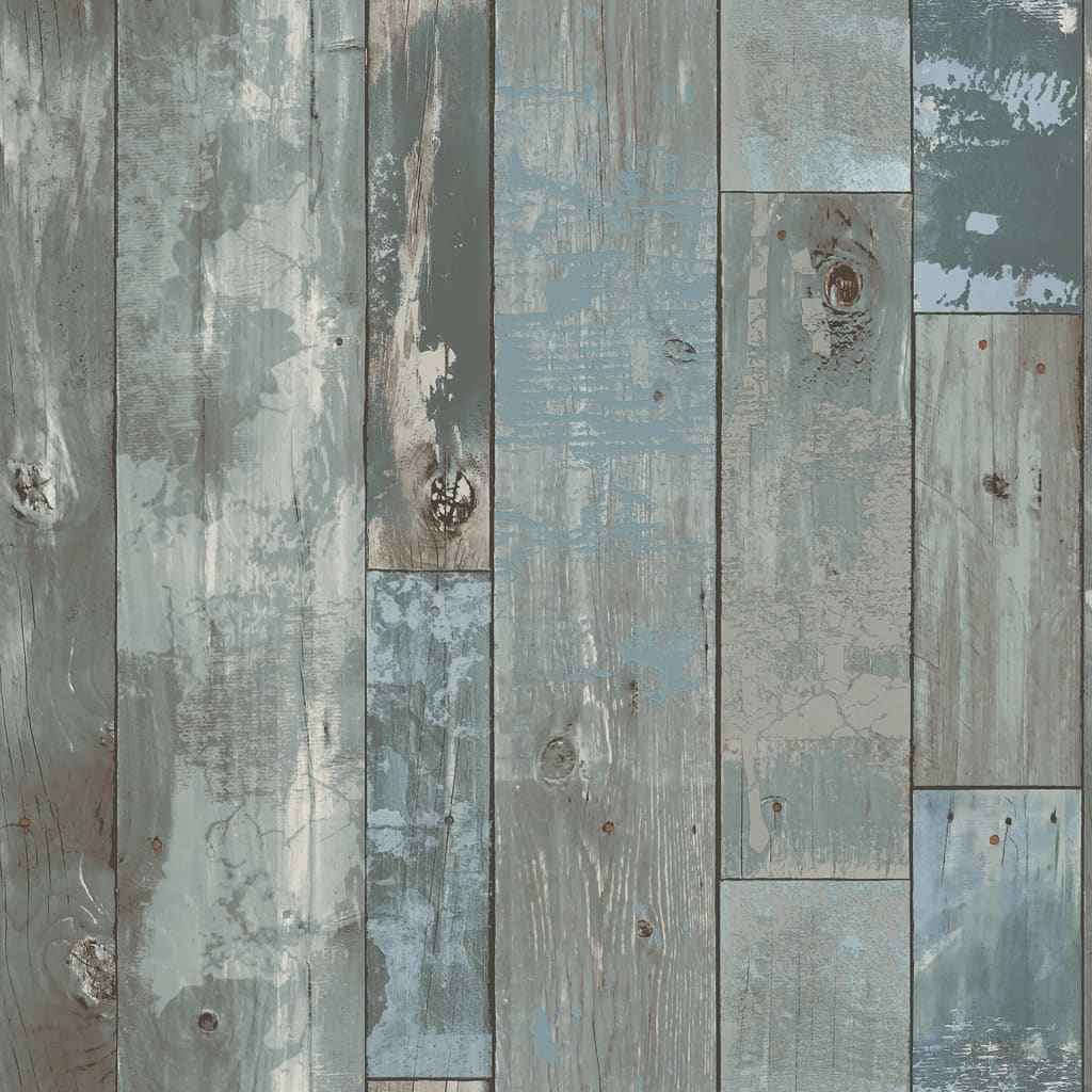 DUTCH WALLCOVERINGS Carta da Parati Legno Scartato Grigio-blu 430625