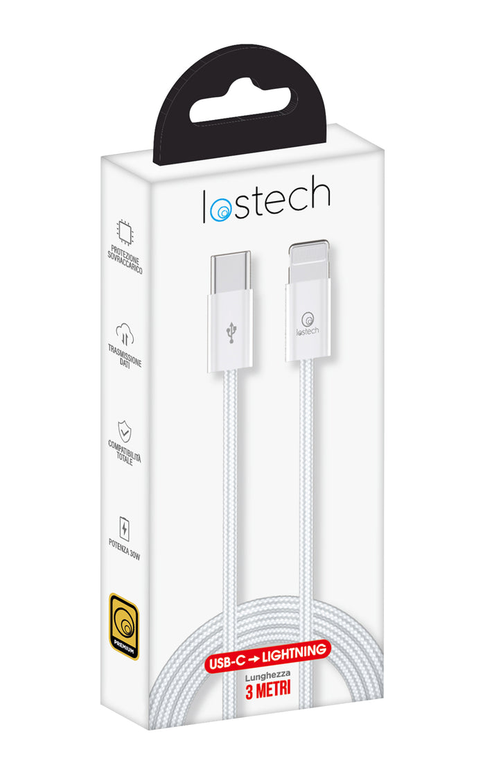 CAVO USB C / LIGHTNING 3M BIANCO 30W 