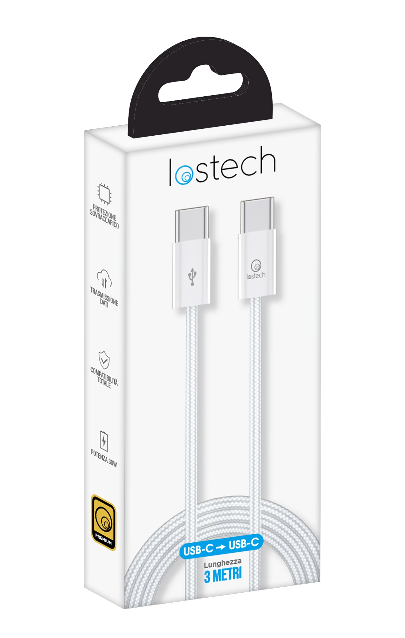 CAVO USB C / USB C 3M BIANCO 60W 