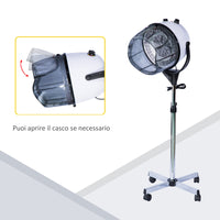 EasyComfort Casco Asciugacapelli Professionale Portatile con Ruote Girevoli, Altezza e Temperatura Regolabili Timer 60 Minuti, 65x65x115-165cm