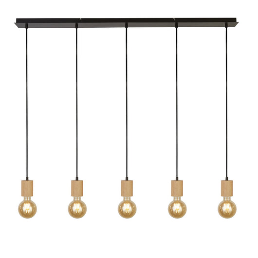 Lampadario Lineare Industrial-Nordico Spinoso Acciaio Nero Marrone 5 Luci E27