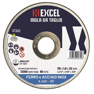 MOLA ABRASIVA EXCEL TAGLIO INOX 230X2,0X22,23 confezione da PEZZI 10