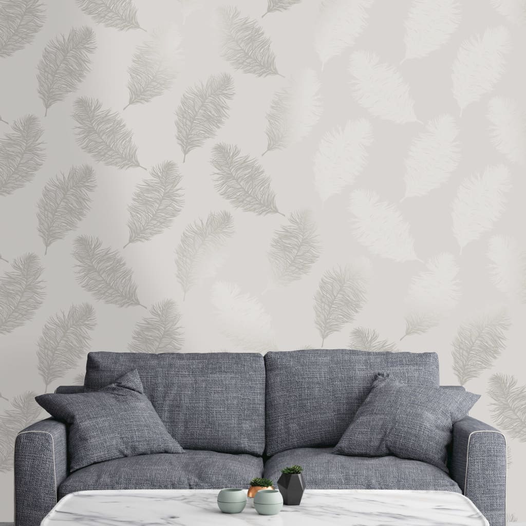 DUTCH WALLCOVERINGS Carta da Parati Fawning Feather Grigio Chiaro