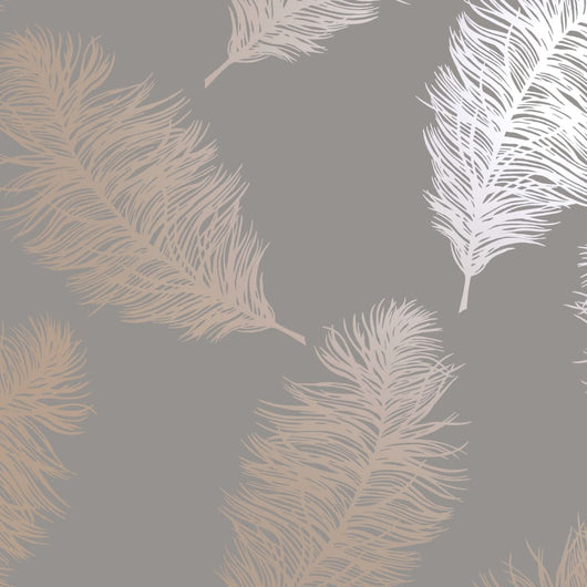 DUTCH WALLCOVERINGS Carta da Parati Fawning Feather Grigio e Oro Rosa