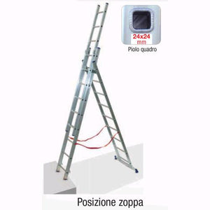 Scala Trasformabile 3 Elementi 3x11 Gradini fino a 7,96 metri con stabilizzatore