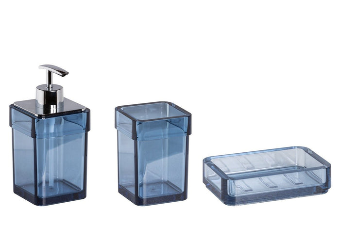 Set accessori bagno blu