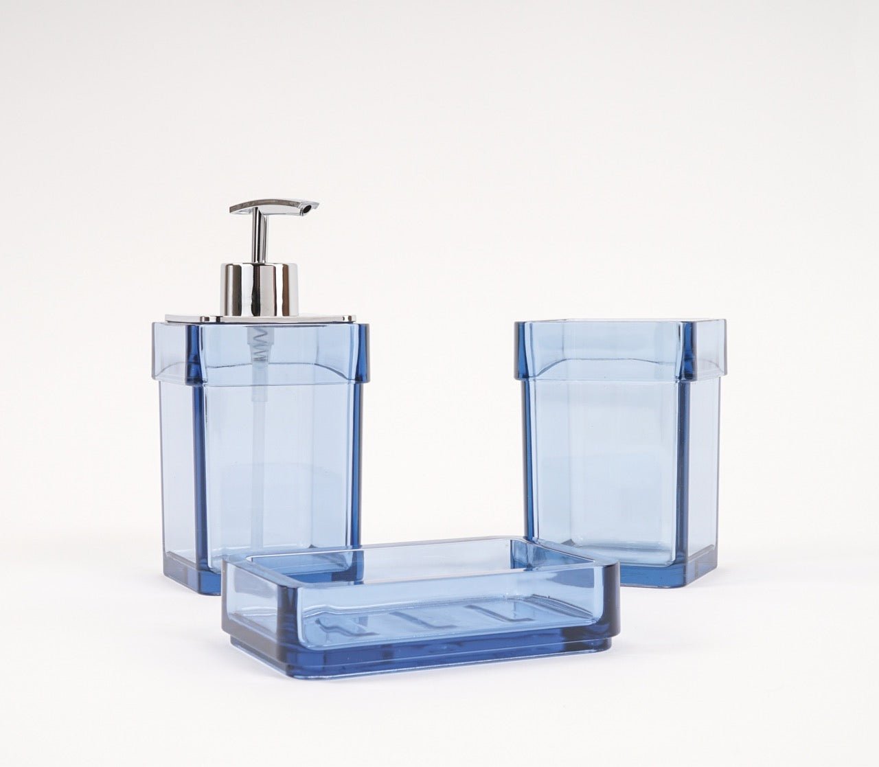 Set accessori bagno blu