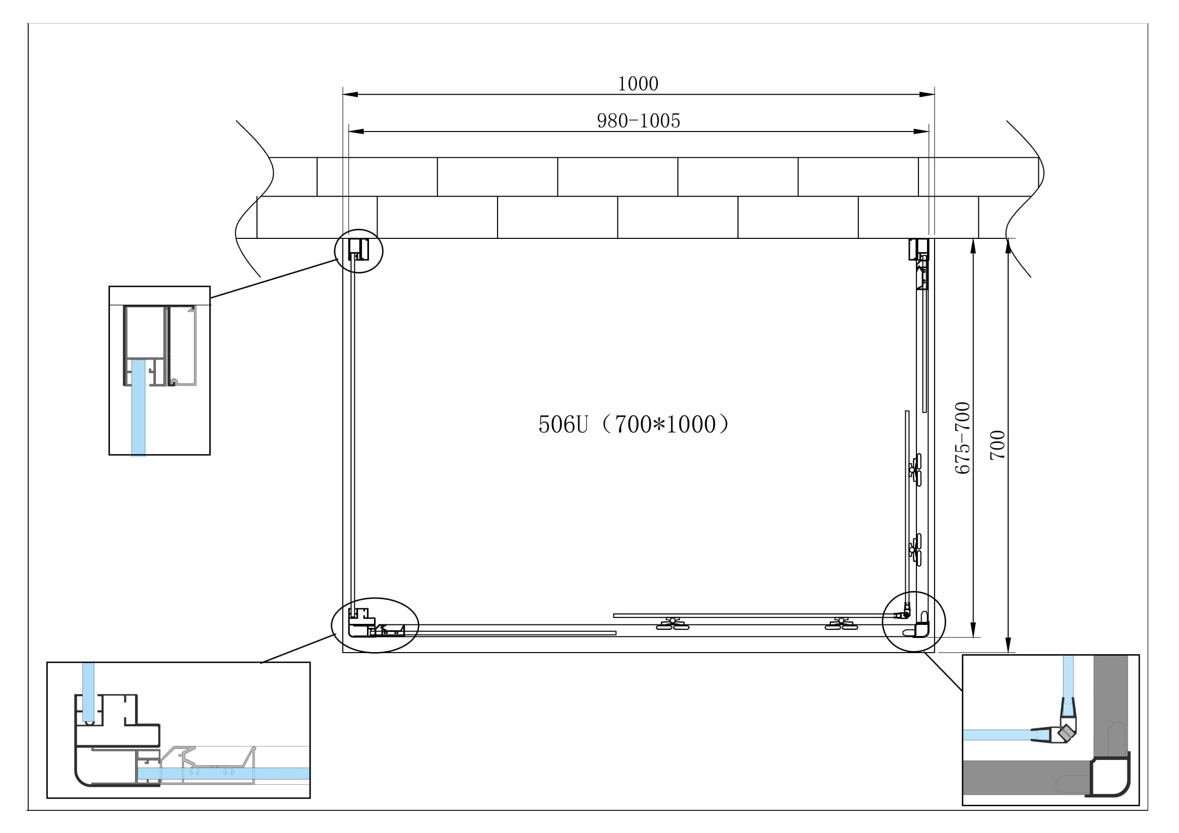 Box Cabina Doccia 3 Lati Vetro Fisso Laterale + Due Lati Scorrevoli Vetro 6 mm H 190 cm 70x100x70