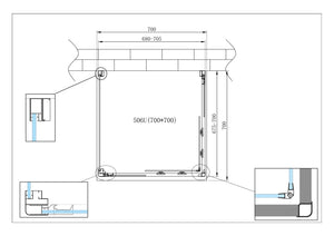 Box Cabina Doccia 3 Lati Vetro Fisso Laterale + Due Lati Scorrevoli Vetro 6 mm H 190 cm 70x70x70