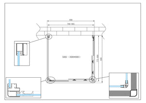 Box Cabina Doccia 3 Lati Vetro Fisso Laterale + Due Lati Scorrevoli Vetro 6 mm H 190 cm 80x80x80