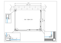 Box Cabina Doccia 3 Lati Vetro Fisso Laterale + Due Lati Scorrevoli Vetro 6 mm H 190 cm 90x110x90