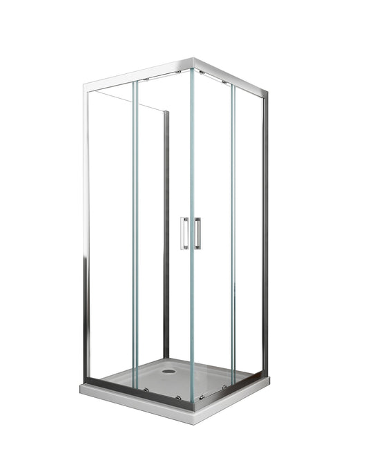 Box Cabina Doccia 3 Lati Vetro Fisso Laterale + Due Lati Scorrevoli Vetro 6 mm H 190 cm 70x90x70