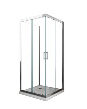 Box Cabina Doccia 3 Lati Vetro Fisso Laterale + Due Lati Scorrevoli Vetro 6 mm H 190 cm 80x130x80